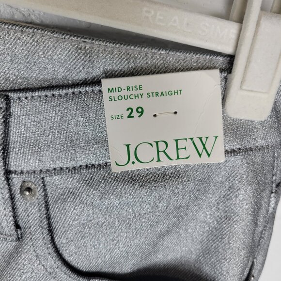 J. Crew Women's Size 29 Jeans Silver Sparkle Mid Rise Slouchy Straight - Picture 5 of 8